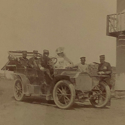 Antique Photo Photograph Print Men in Early Automobile Car Vehicle 1907 Italy ?