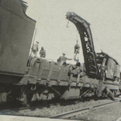 Antique Glass Plate Lantern Slide Photo Train with Crane