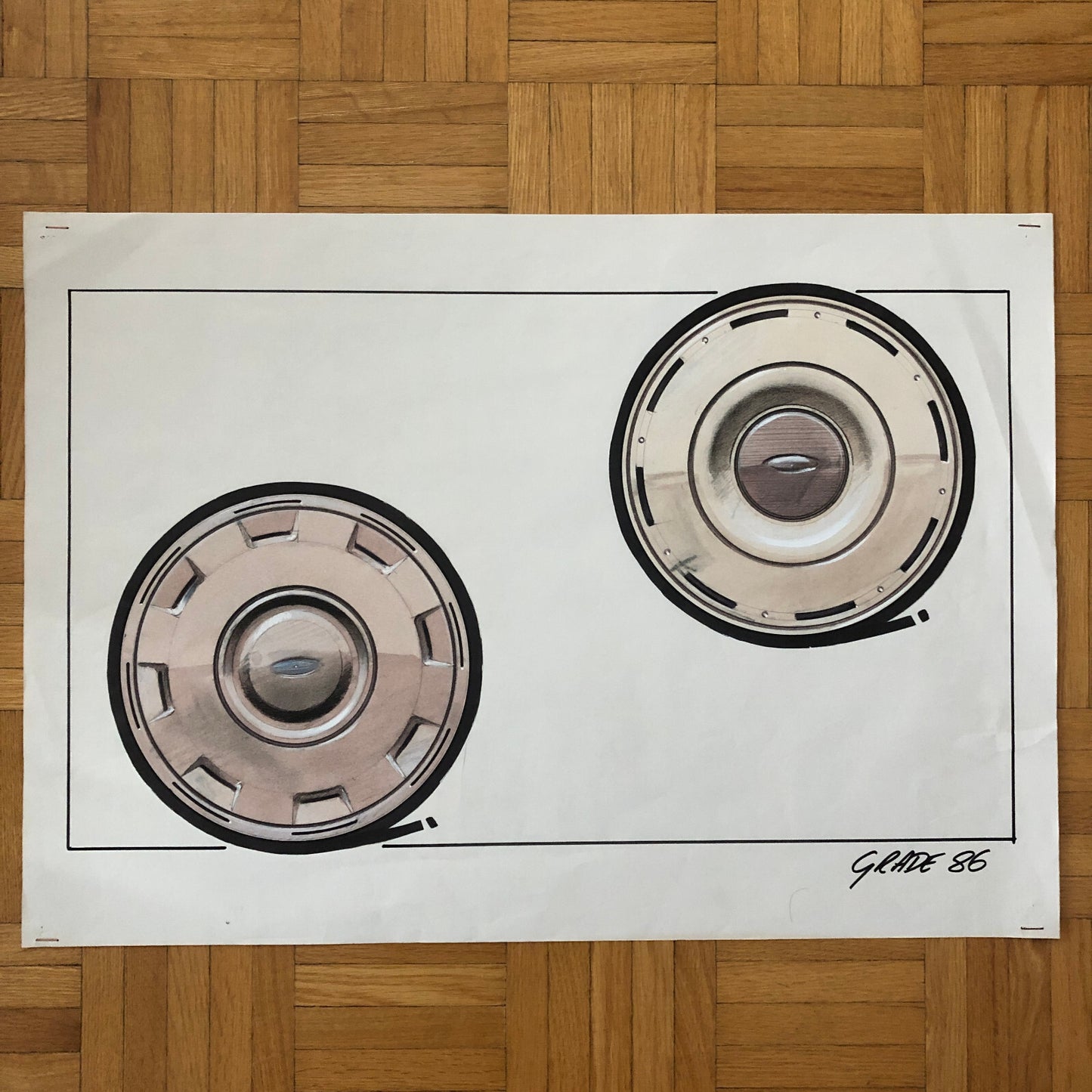 Car Styling Concept Illustration Art Drawing Sketch Vintage Lot 7x Ford Wheels