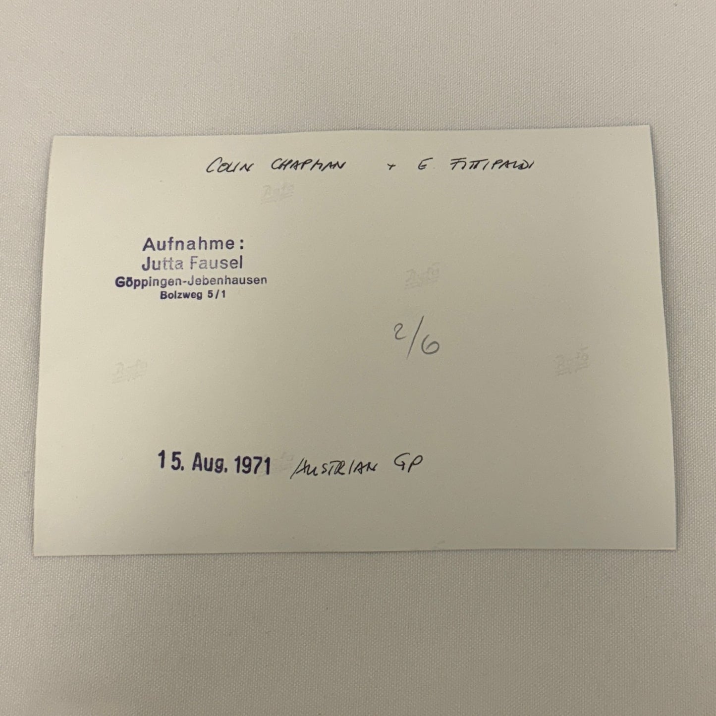 Vintage Racing Photo 1971 Austrian Grand Prix Emerson Fittipaldi Colin Chapman