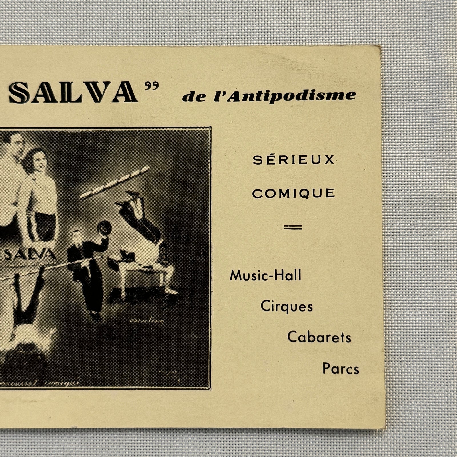 Vintage Circus Musical Comedy Balancing Act Postcard Post Card Les Salva French