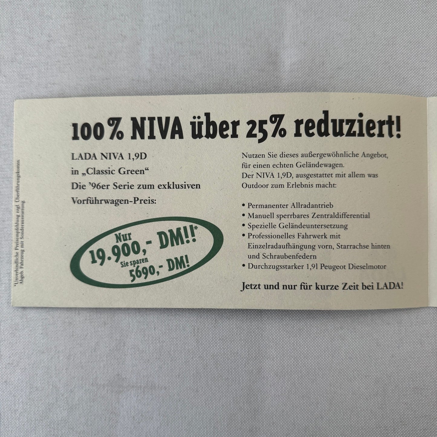 Lada Niva Car Sales Brochure Folder 4x4 German Language