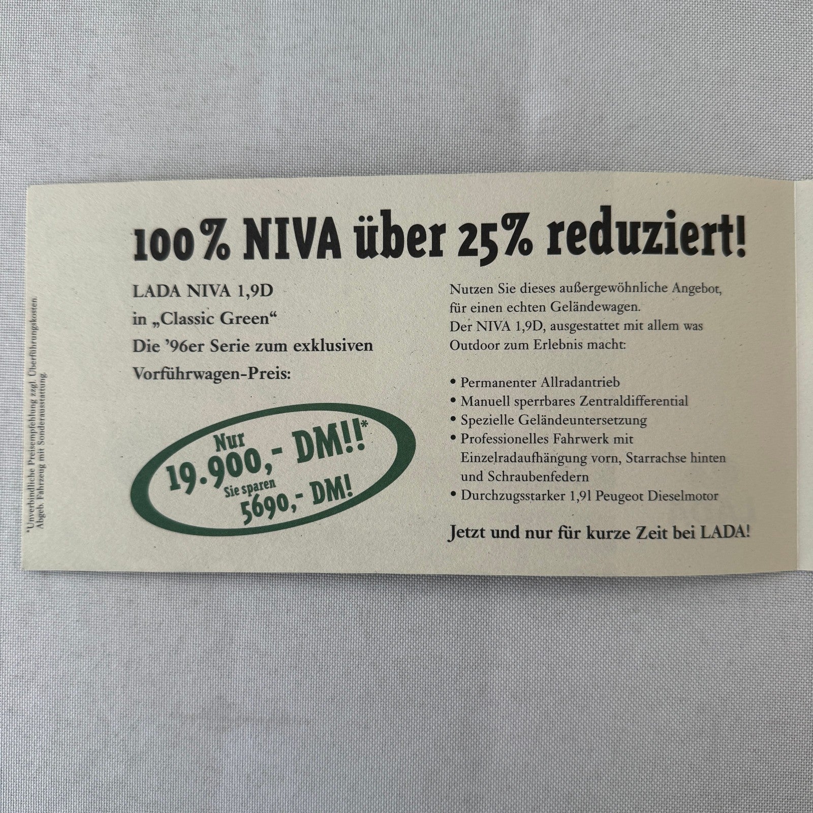 Lada Niva Car Sales Brochure Folder 4x4 German Language