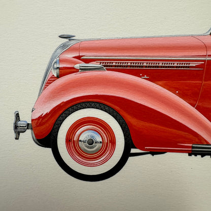 1937 Terraplane Super Convertible Automobile Illustration Art Drawing Hand Drawn