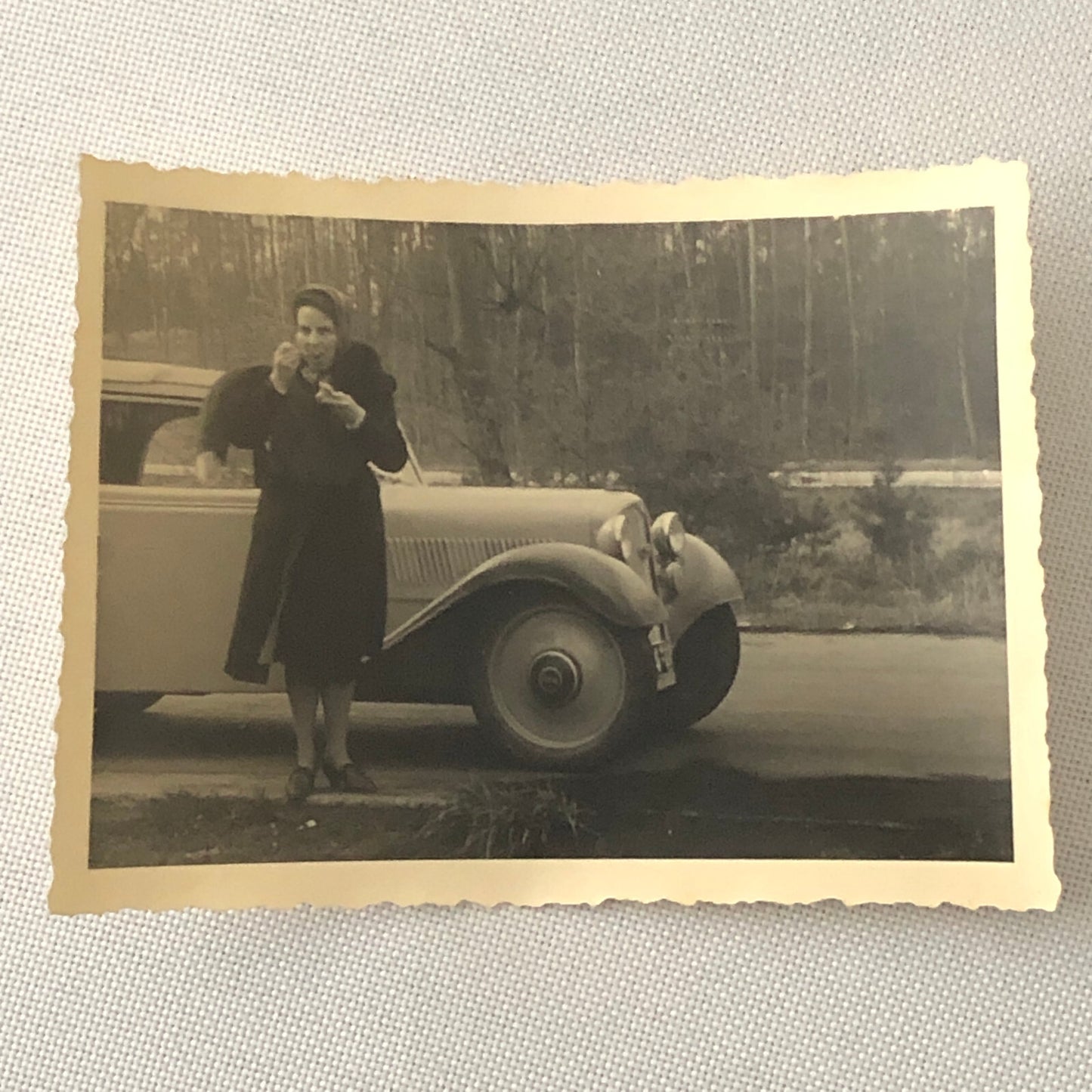 Vintage Photo Photograph Woman with Antique Car Automobile - Tag AL22SM2