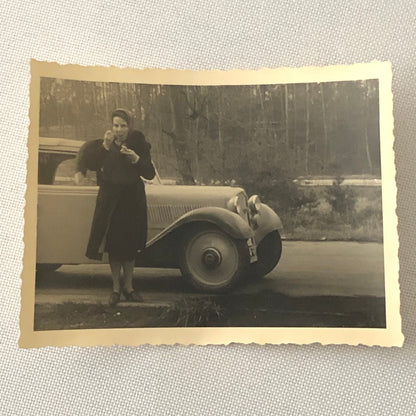 Vintage Photo Photograph Woman with Antique Car Automobile - Tag AL22SM2