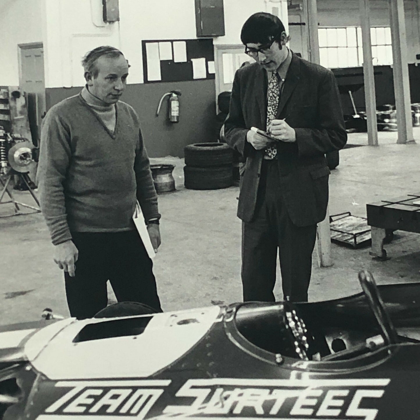 Vintage Racing Photo Photograph John Surtees Being Interviewed Race Car