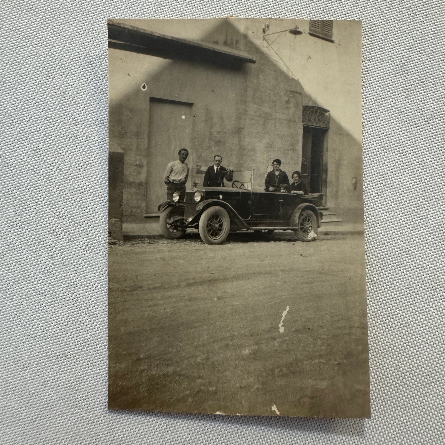 Vintage Photograph Photo Print Family with Early Car Automobile European
