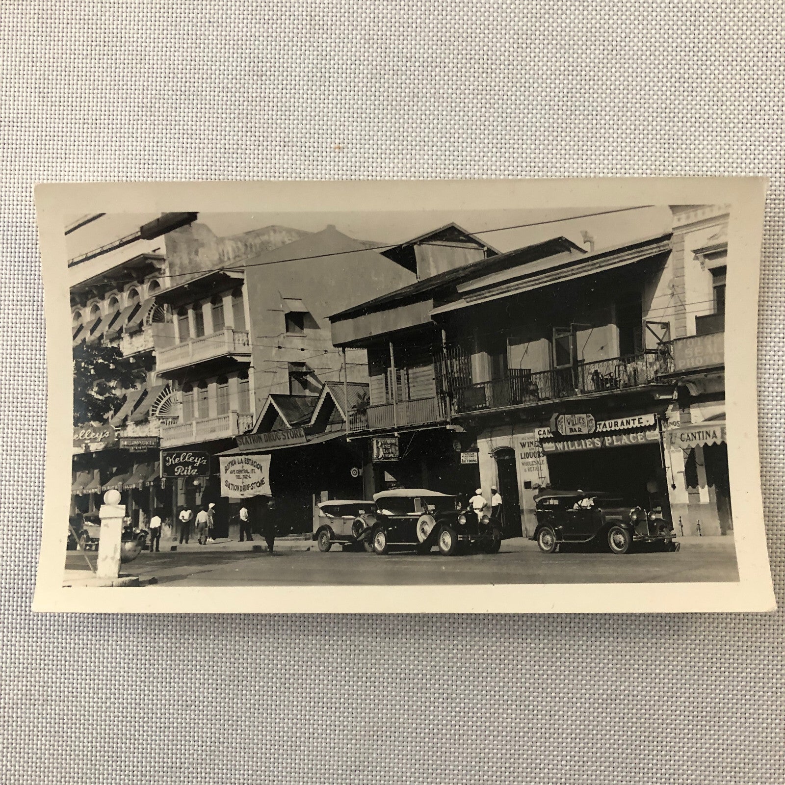 Vintage Street Scene Snapshot Photo Photograph Cars Automobiles People Buildings