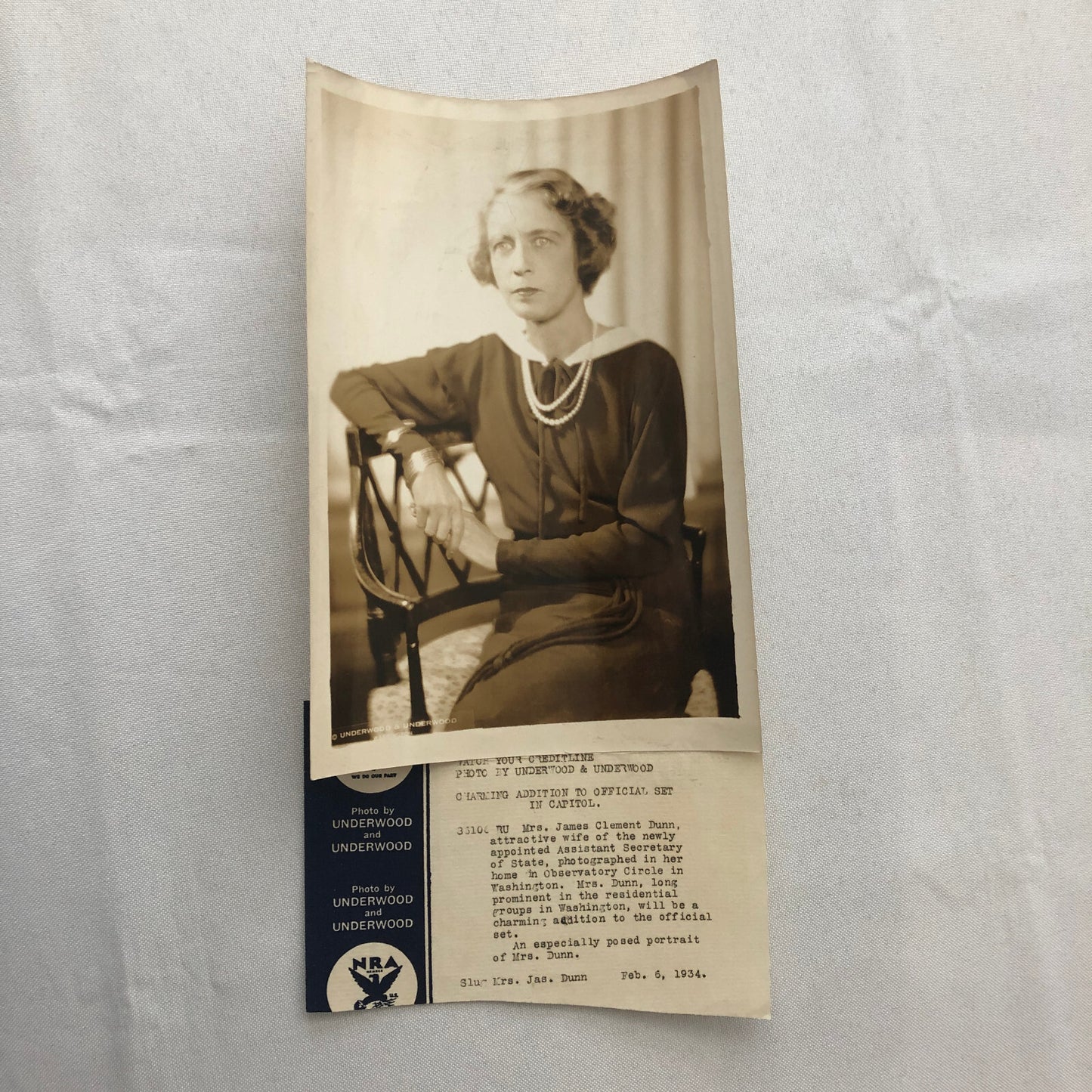 Press Photo Photograph Society Woman Assistant Secretary of State Wife 1934