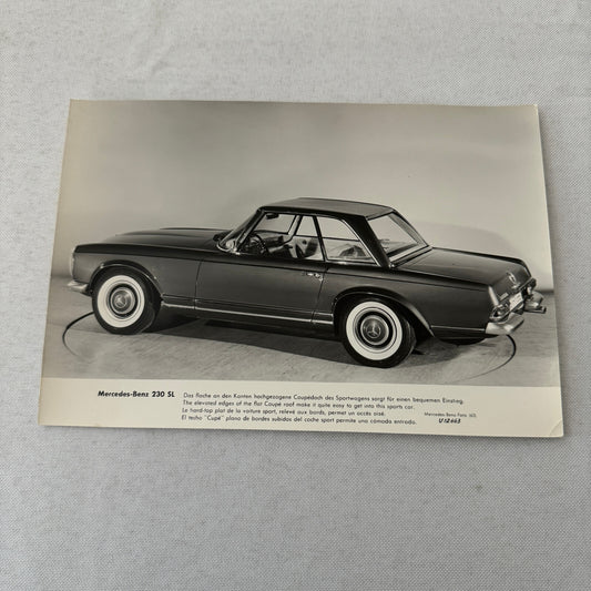 Vintage Mercedes Benz 230 SL Roadster Convertible Factory Press Photo Photograph