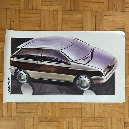 Styling Concept Automobile Illustration Art Drawing Sketch 1983 LANDUYT Ford ?