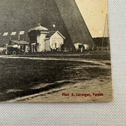 Vintage Zeppelin Airship Dirigible Hangar Building Postcard Post Card French