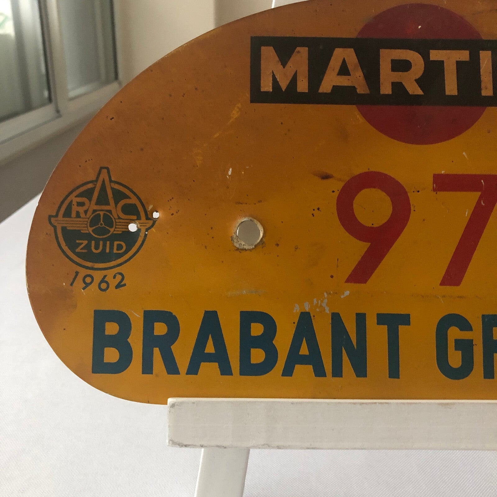 1962 RAC Zuid Brabant Grensrit Car Rally Rallye Participant Plate w/ Martini Ad