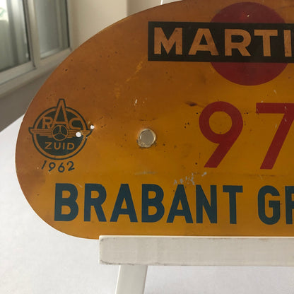 1962 RAC Zuid Brabant Grensrit Car Rally Rallye Participant Plate w/ Martini Ad