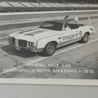 Vintage Indy 500 Racing Photo 1972 Oldsmobile Official Pace Car Photograph