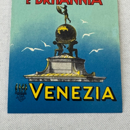 Vintage Hotel Travel Luggage Label Hotel Europa E Britannia Venezia Venice Italy