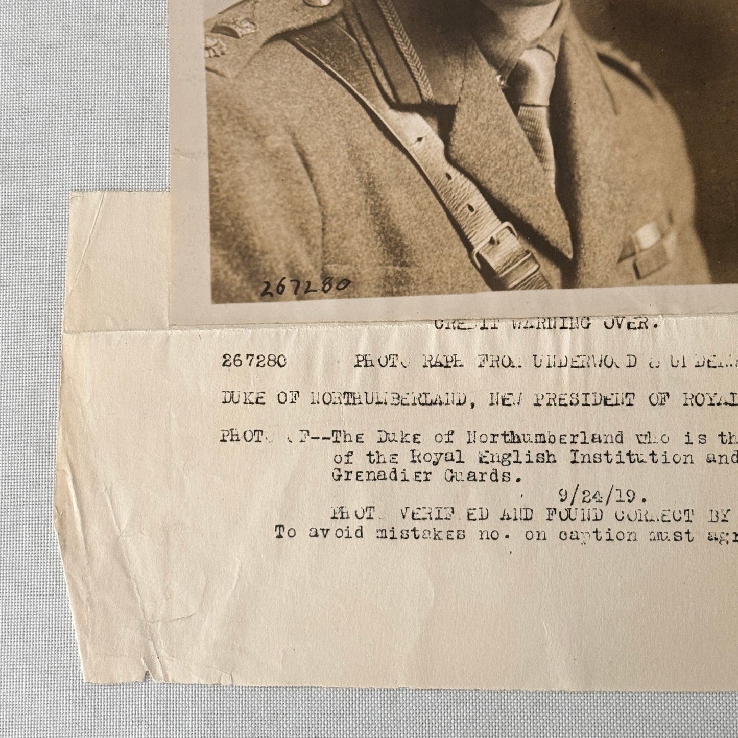 Duke of Northumberland President Royal English Institution Press Photo 1919