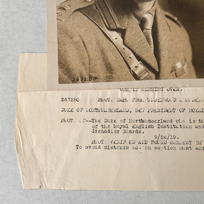 Duke of Northumberland President Royal English Institution Press Photo 1919