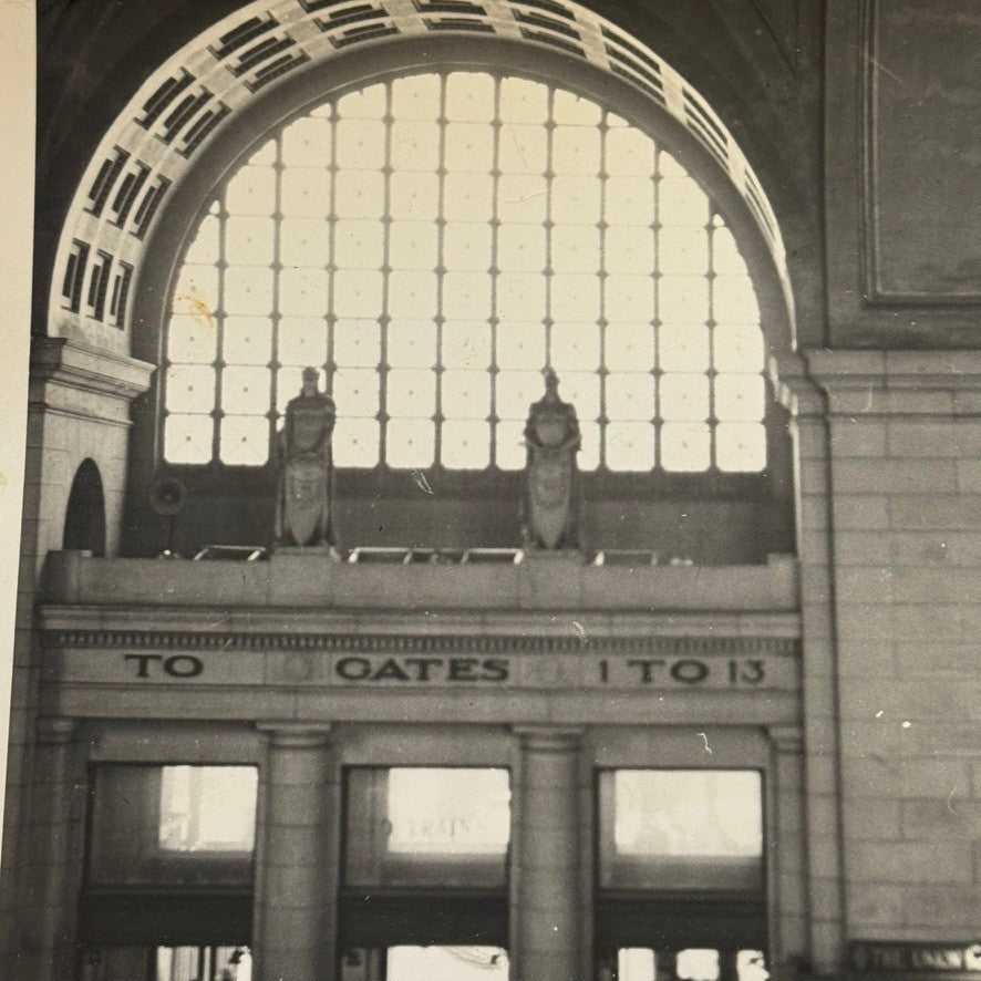 Vintage Railroad Station Photograph Washington DC Crowd Photo Train Station