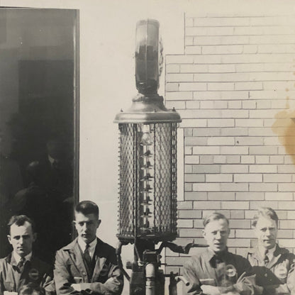 Vintage Car Automobile Service Station Gas Pump Workers Photo Photograph