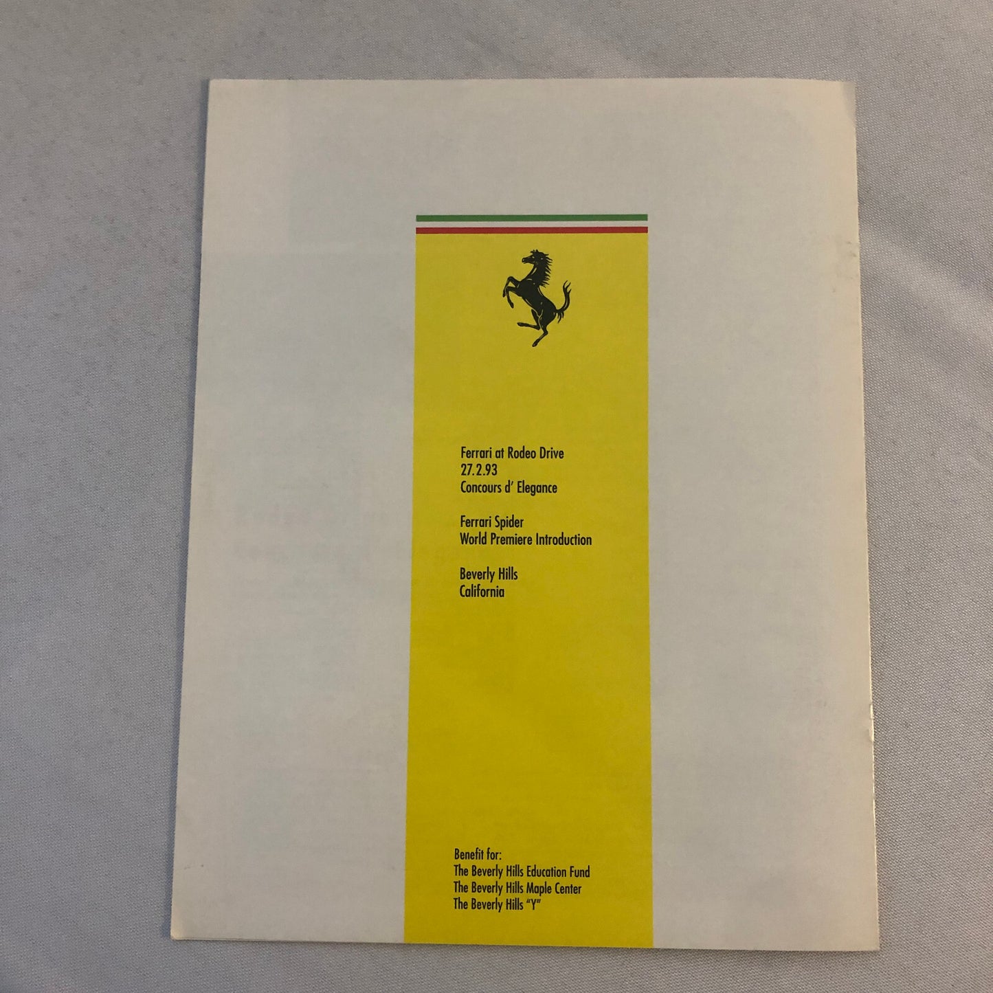 Ferrari at Rodeo Drive Event Program Brochure 1993