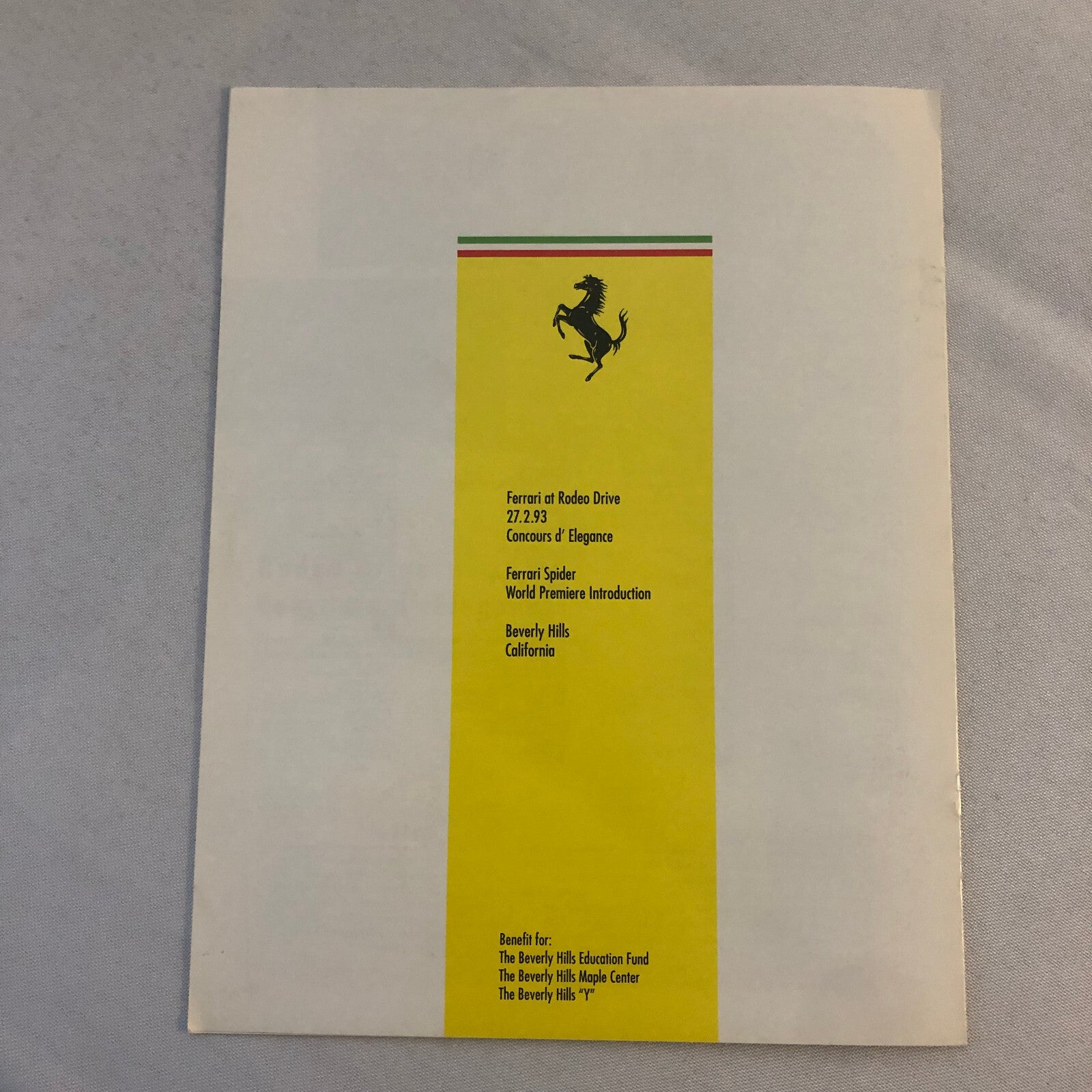 Ferrari at Rodeo Drive Event Program Brochure 1993