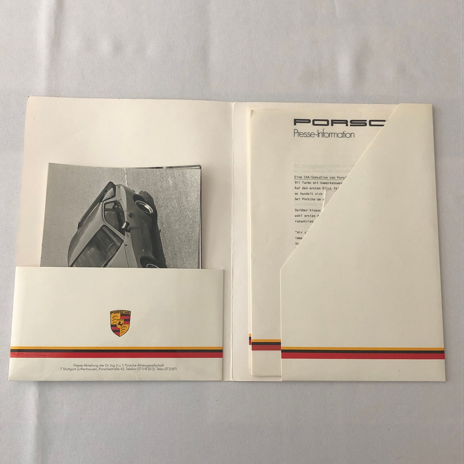 1981 1982 Porsche Press Kit w/ Photos 944 928 924 911SC 911 Turbo + GERMAN TEXT