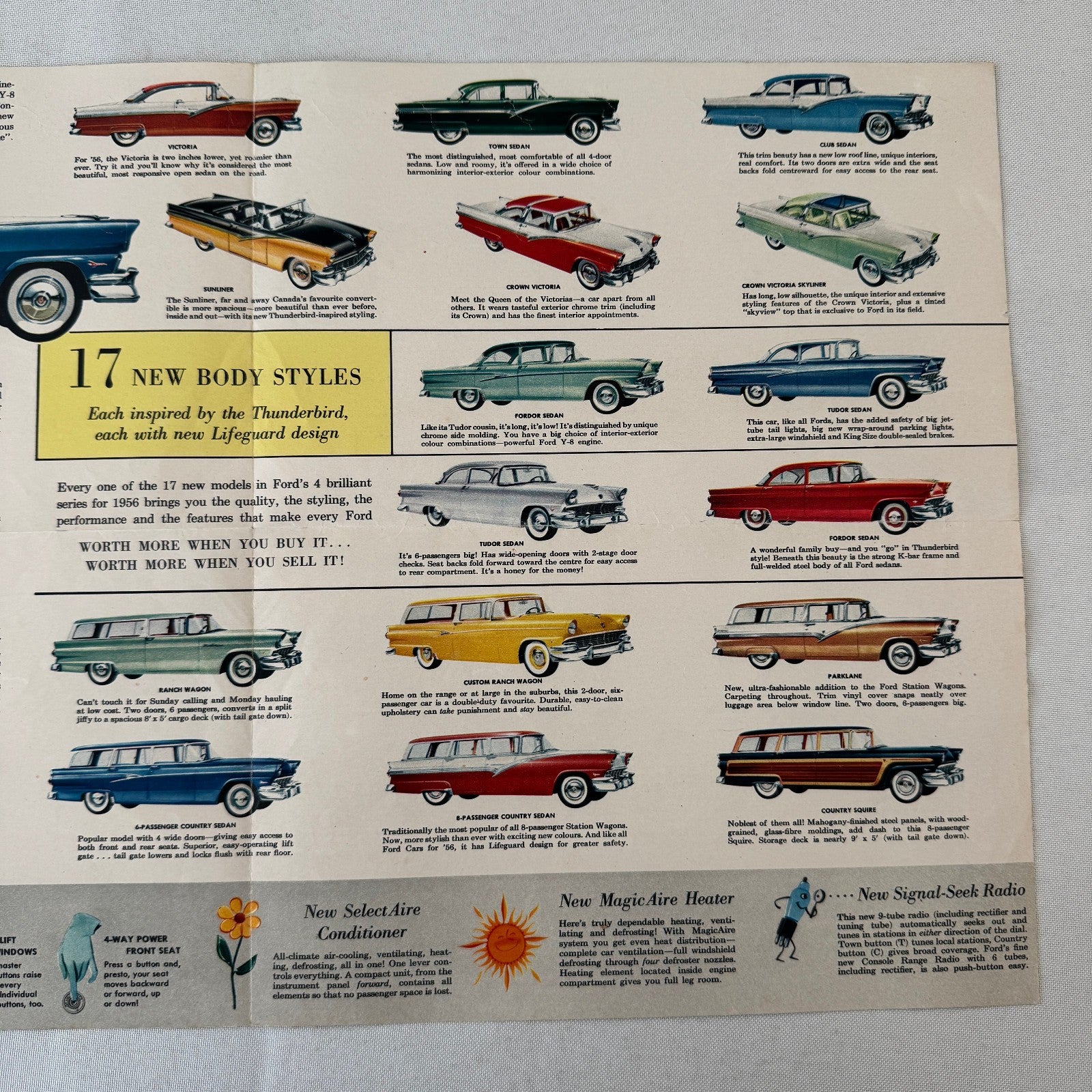 1956 Ford Car Sales Brochure Catalog Canadian Thunderbird Ranch Wagon Parklane +