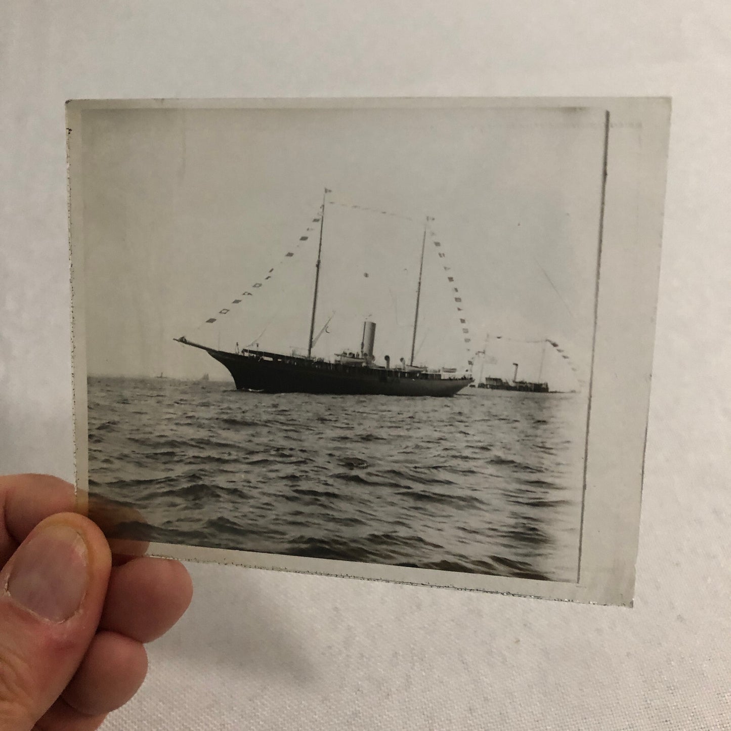 Antique Glass Plate Lantern Slide Image Photo Boat Ship