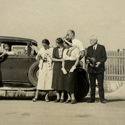 Vintage Photograph Photo Print People with Car Automobile European