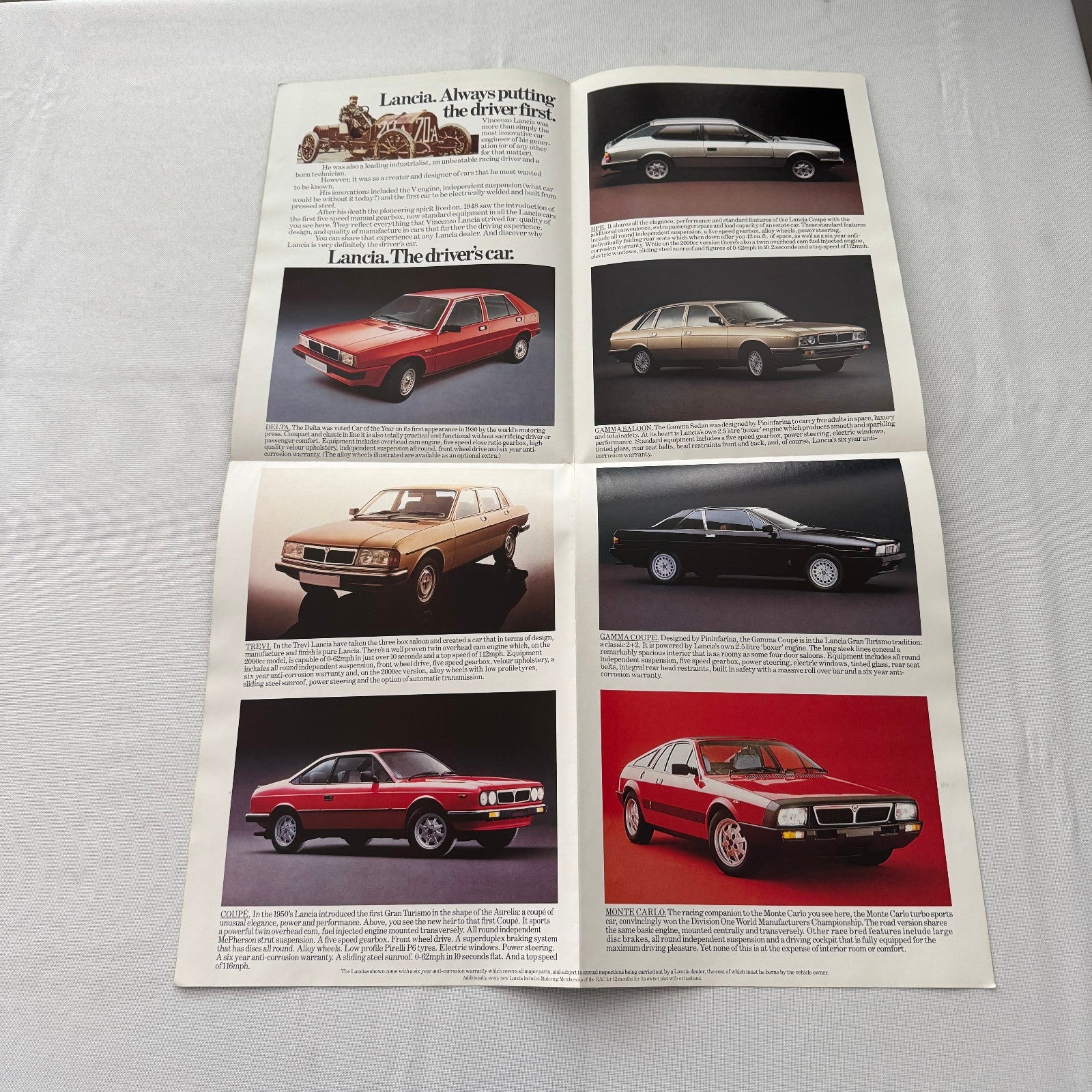 Vintage LANCIA Car Sales Brochure Delta Trevi HPE Gamma Monte Carlo UK Market