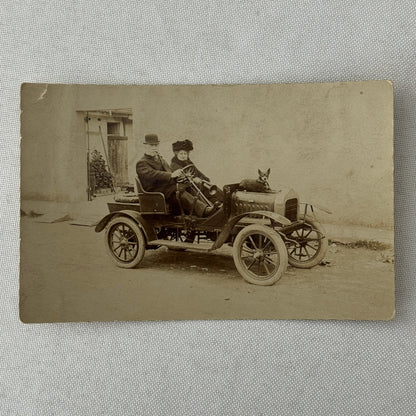 Vintage Real Photo Postcard Post Card RPPC Automobile Dog Man Woman
