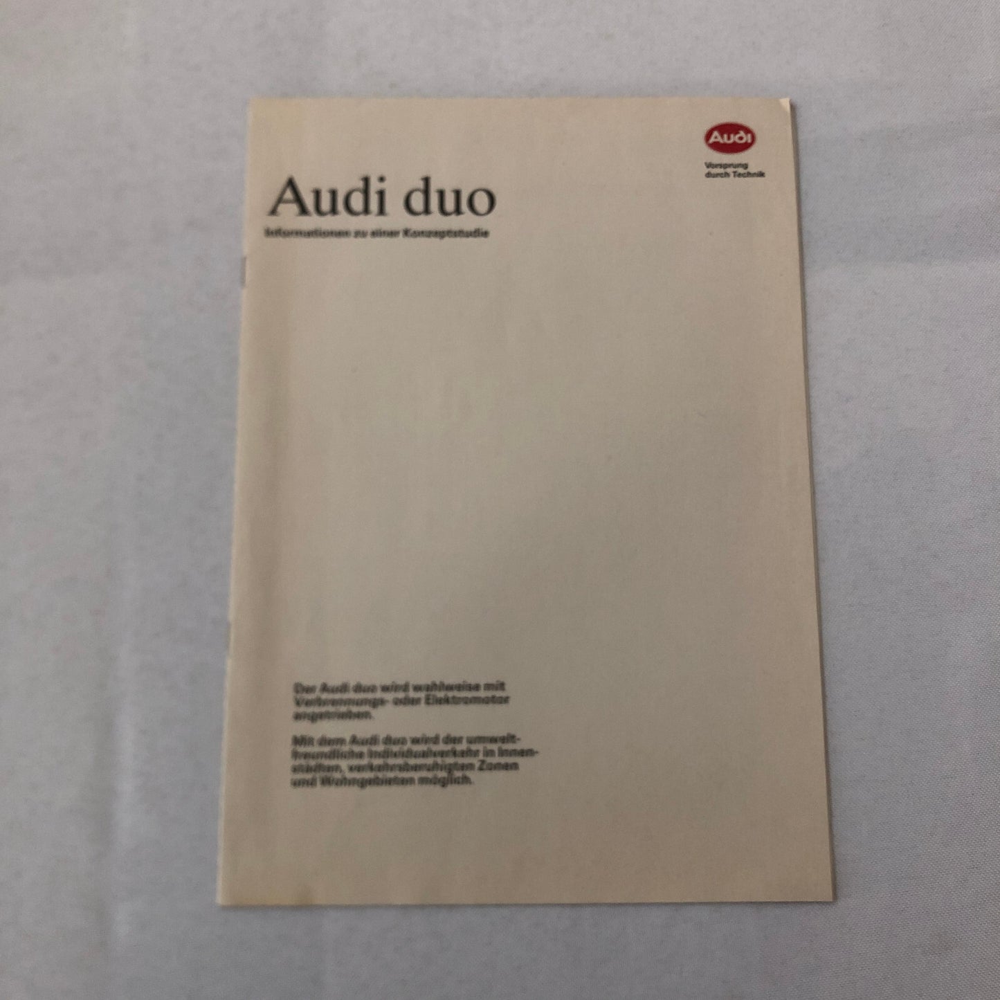 Audi Duo Station Wagon Concept Car Prototype Press Kit Brochure Photos GERMAN