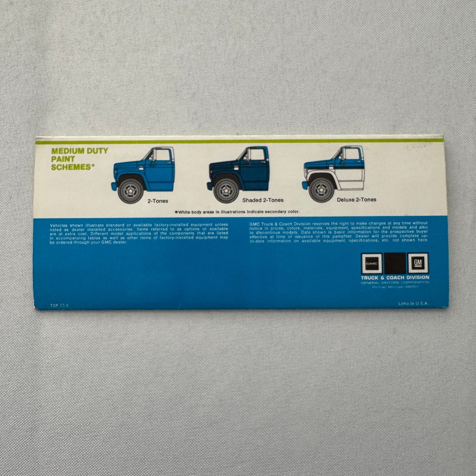 1977 GMC Truck Paint Chip Exterior Color Brochure Jimmy Pickup Suburban Van