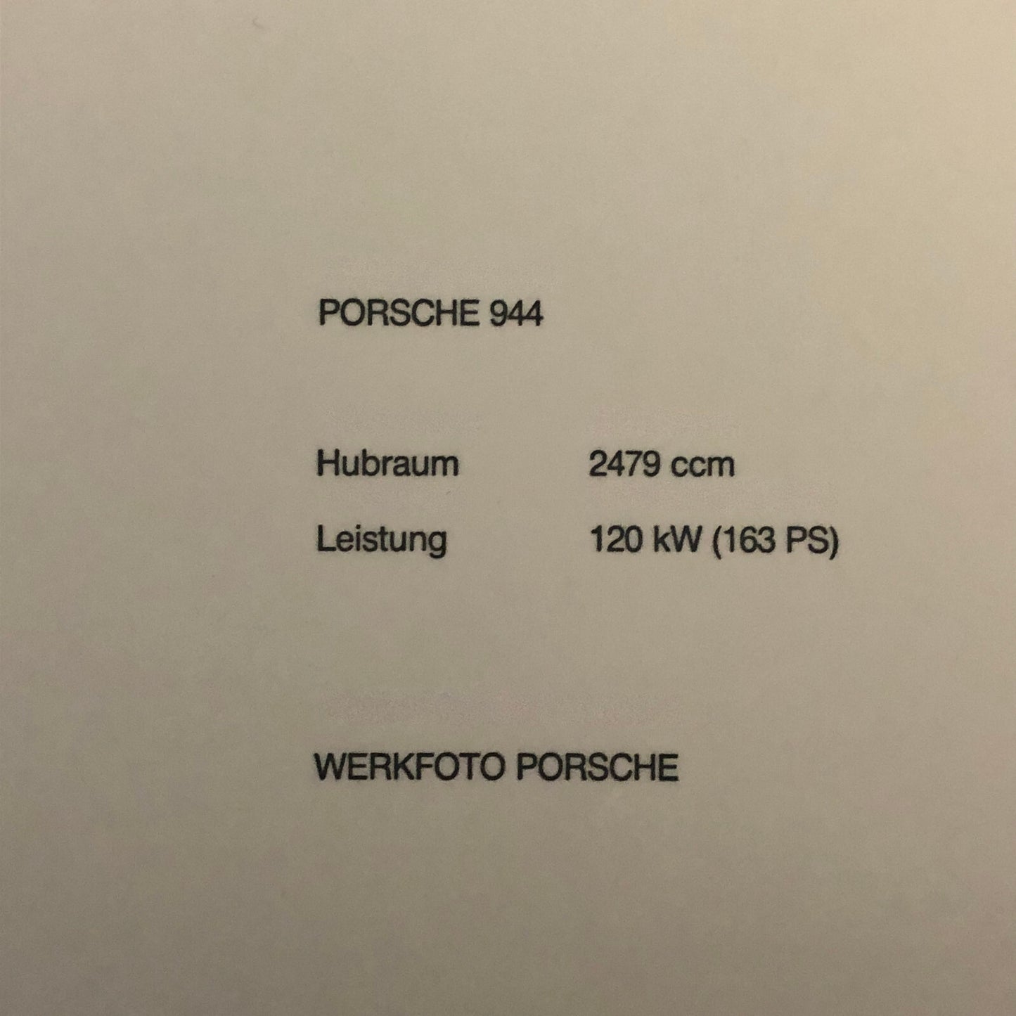 Vintage Porsche 944 Factory Press Photo Photograph Werkfoto