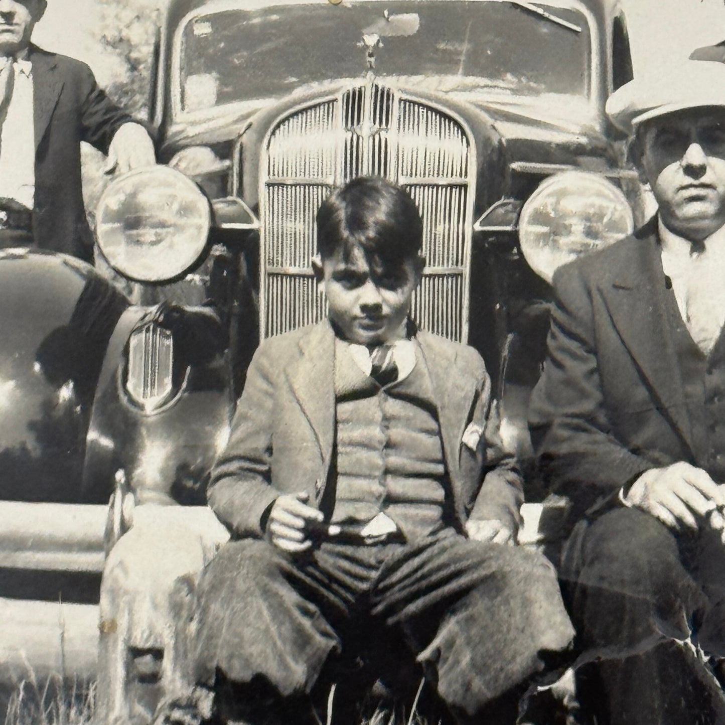 Vintage Photo Photograph Print People Child with Early Car Automobile