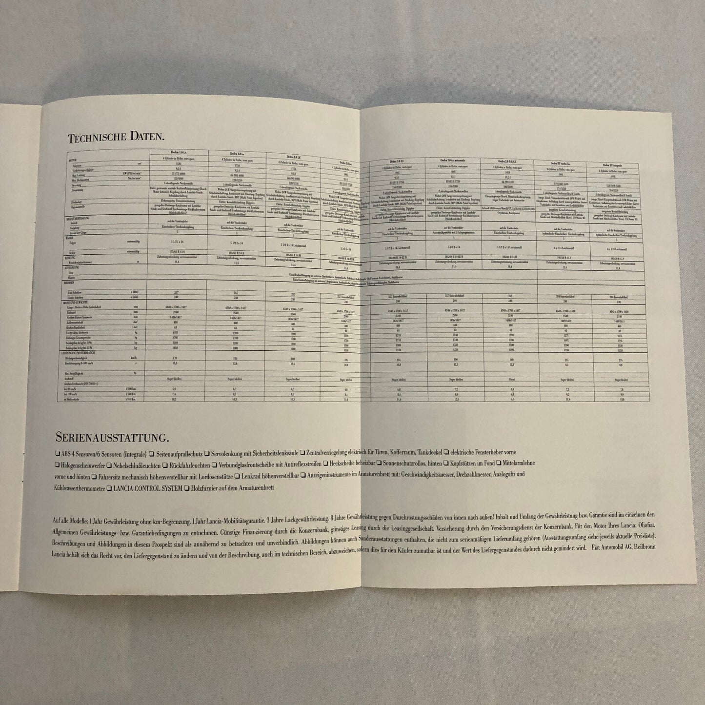 Lancia Dedra Sales Brochure Catalog Dedra HF