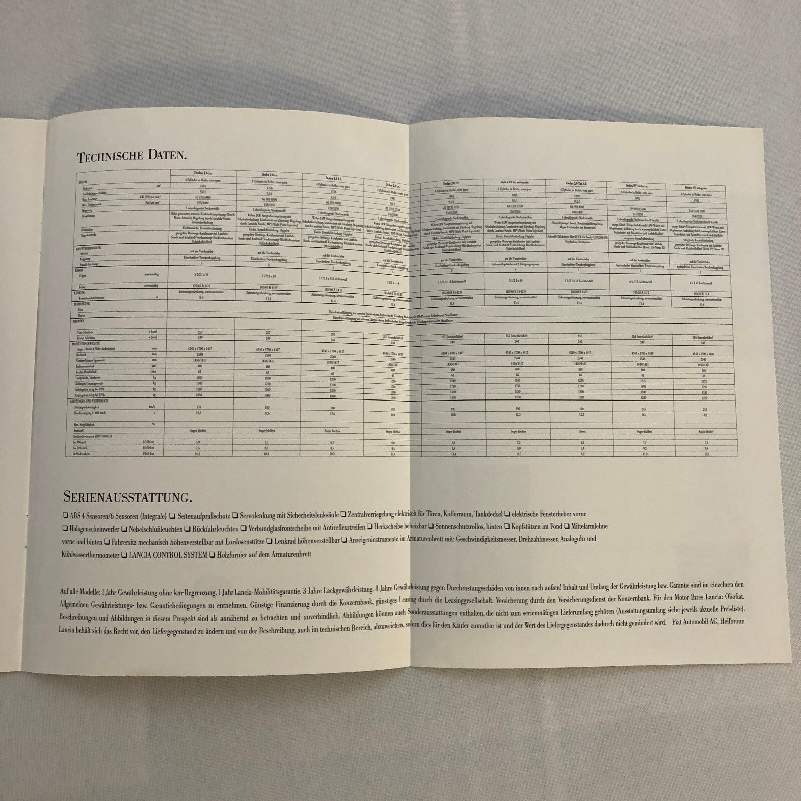 Lancia Dedra Sales Brochure Catalog Dedra HF