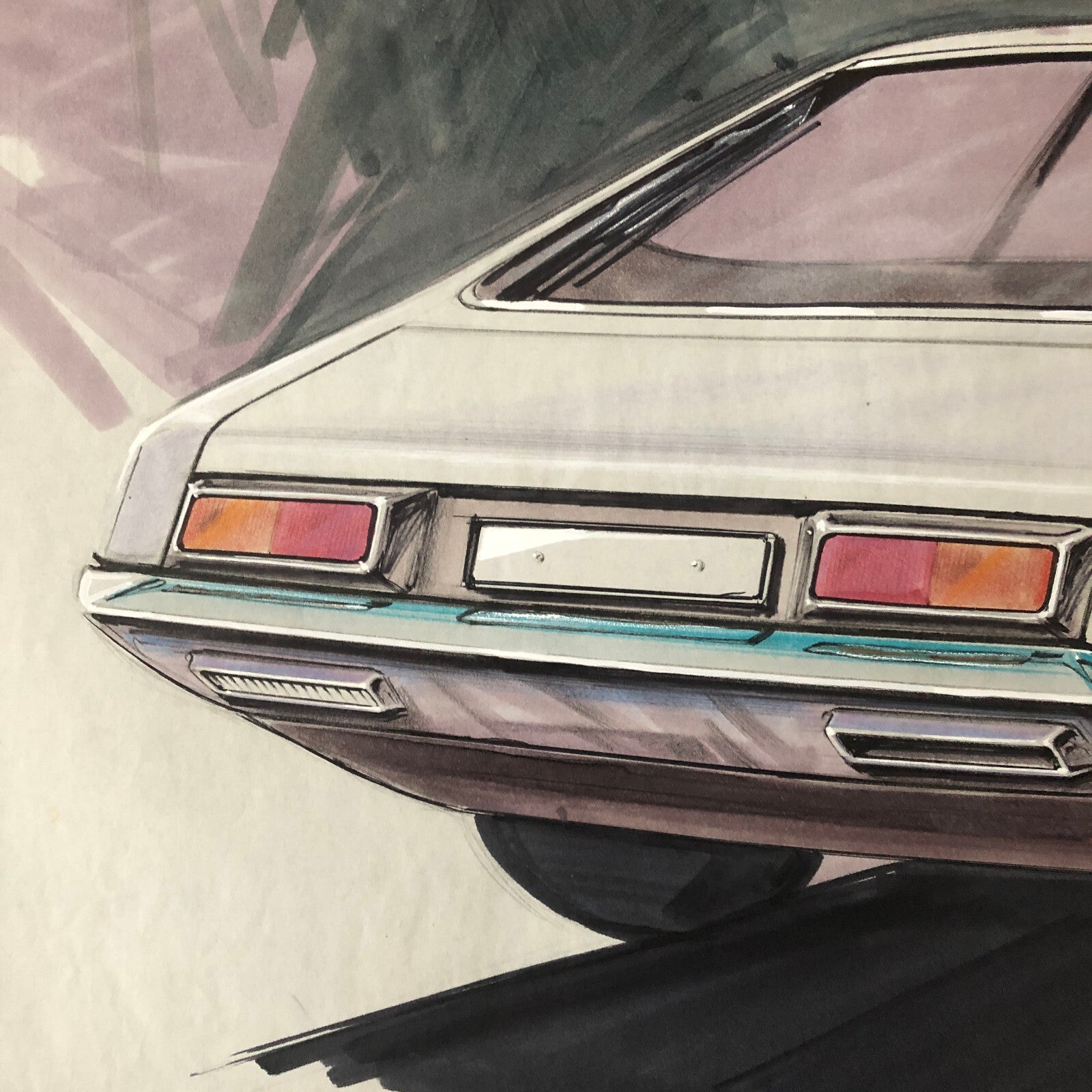 Styling Concept Car Illustration Art Drawing Sketch Vintage Original 1968