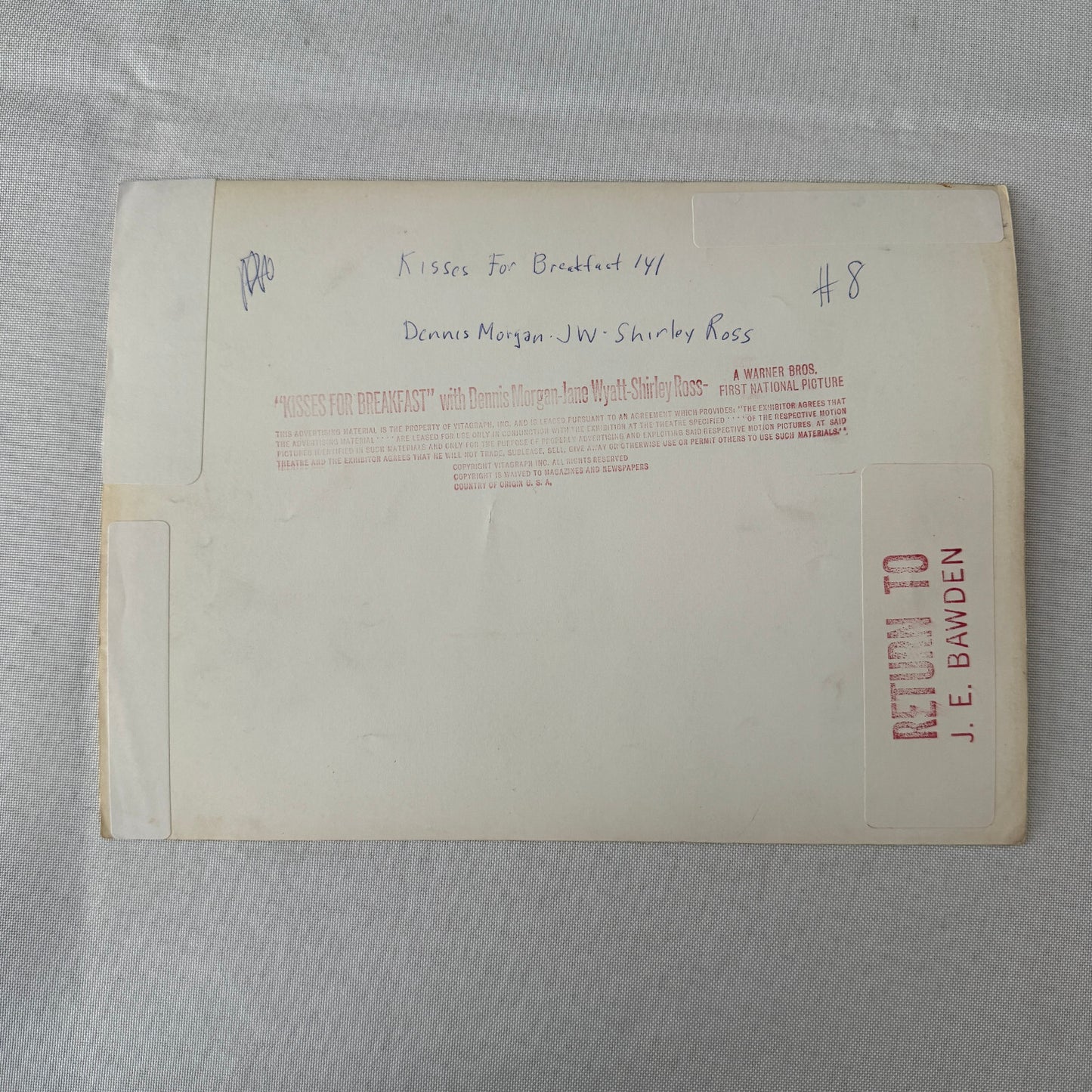 Vintage Movie Still Photo Photograph Kisses for Breakfast Shirley Ross