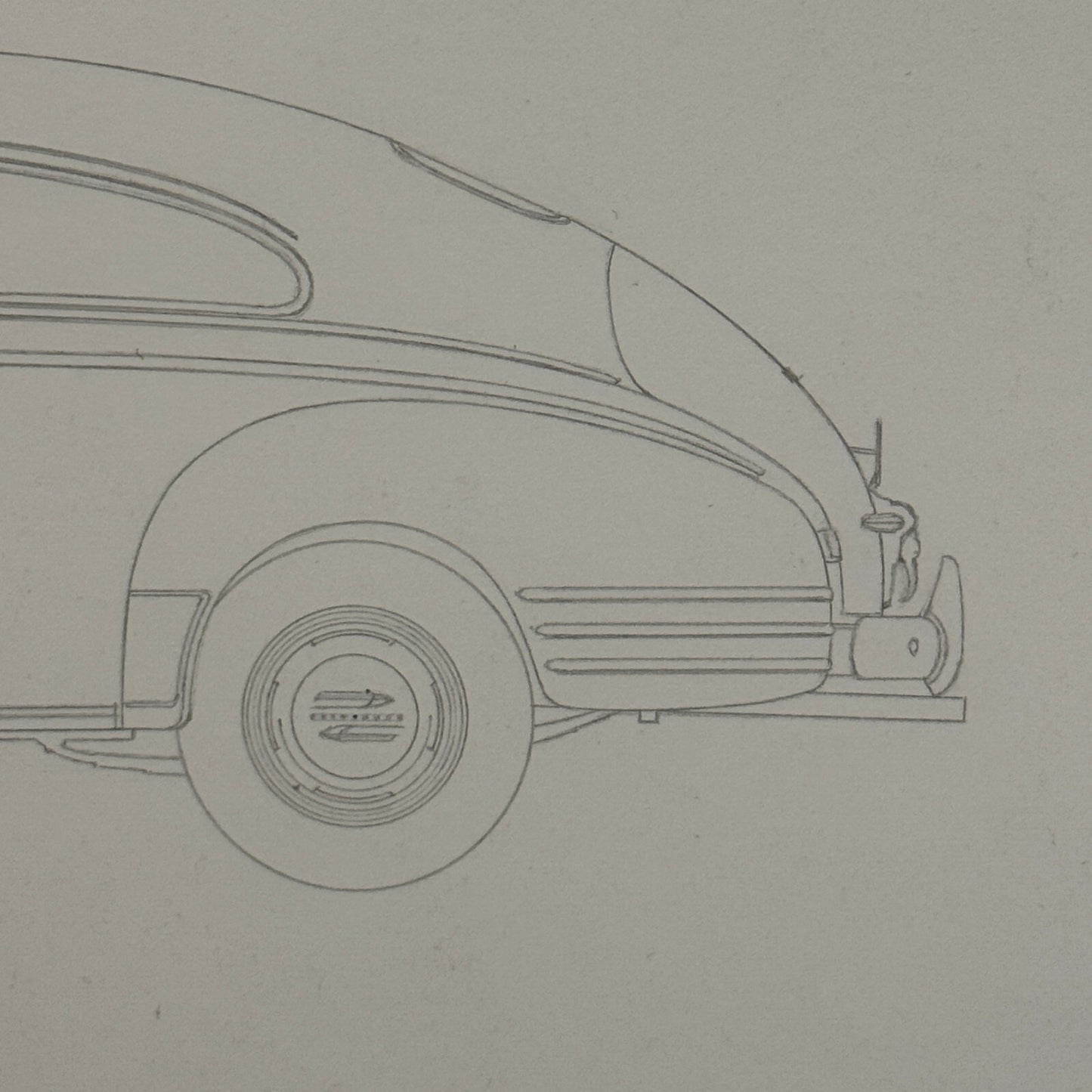 1942 Chevrolet Fleetline Aerosedan Illustration Art Drawing Hand Drawn