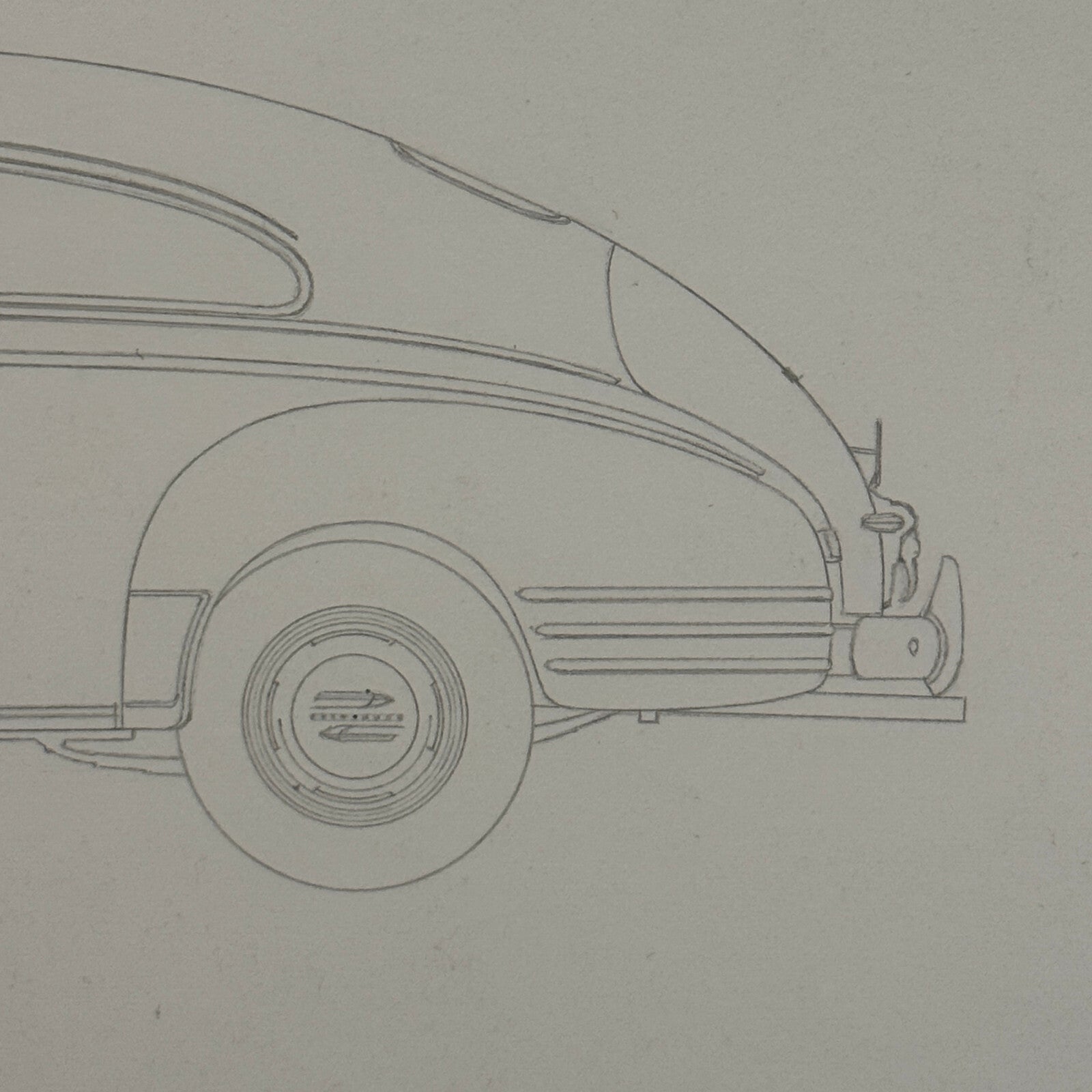 1942 Chevrolet Fleetline Aerosedan Illustration Art Drawing Hand Drawn