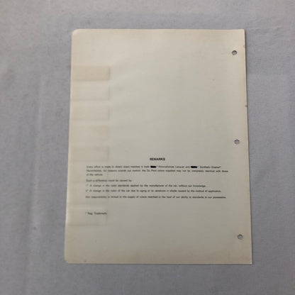 1965 BMW Car Dupont Paint Chip Color Sample Sheet