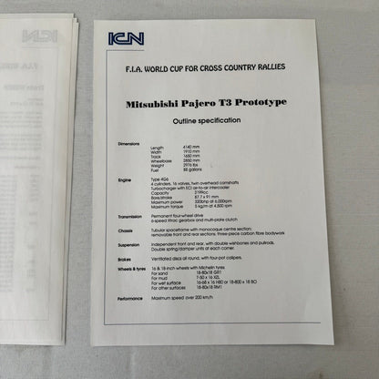 Rothmans Mitsubishi Pajero Rally Rallye Racing Press Kit 1993 FIA Cross Country