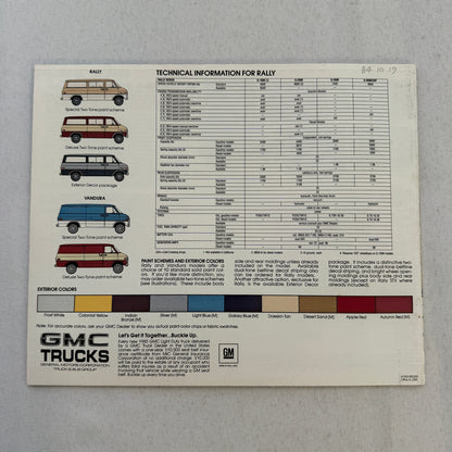 1985 GMC Vandura and Rally Van Sales Brochure Catalog