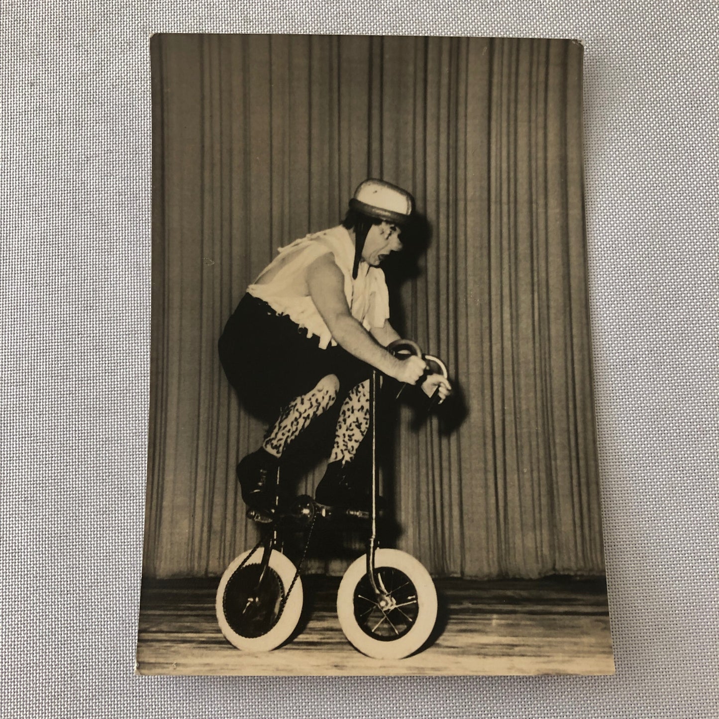 Circus Clown Performer on Mini Bicycle Bike Photograph Photo Berlin Germany