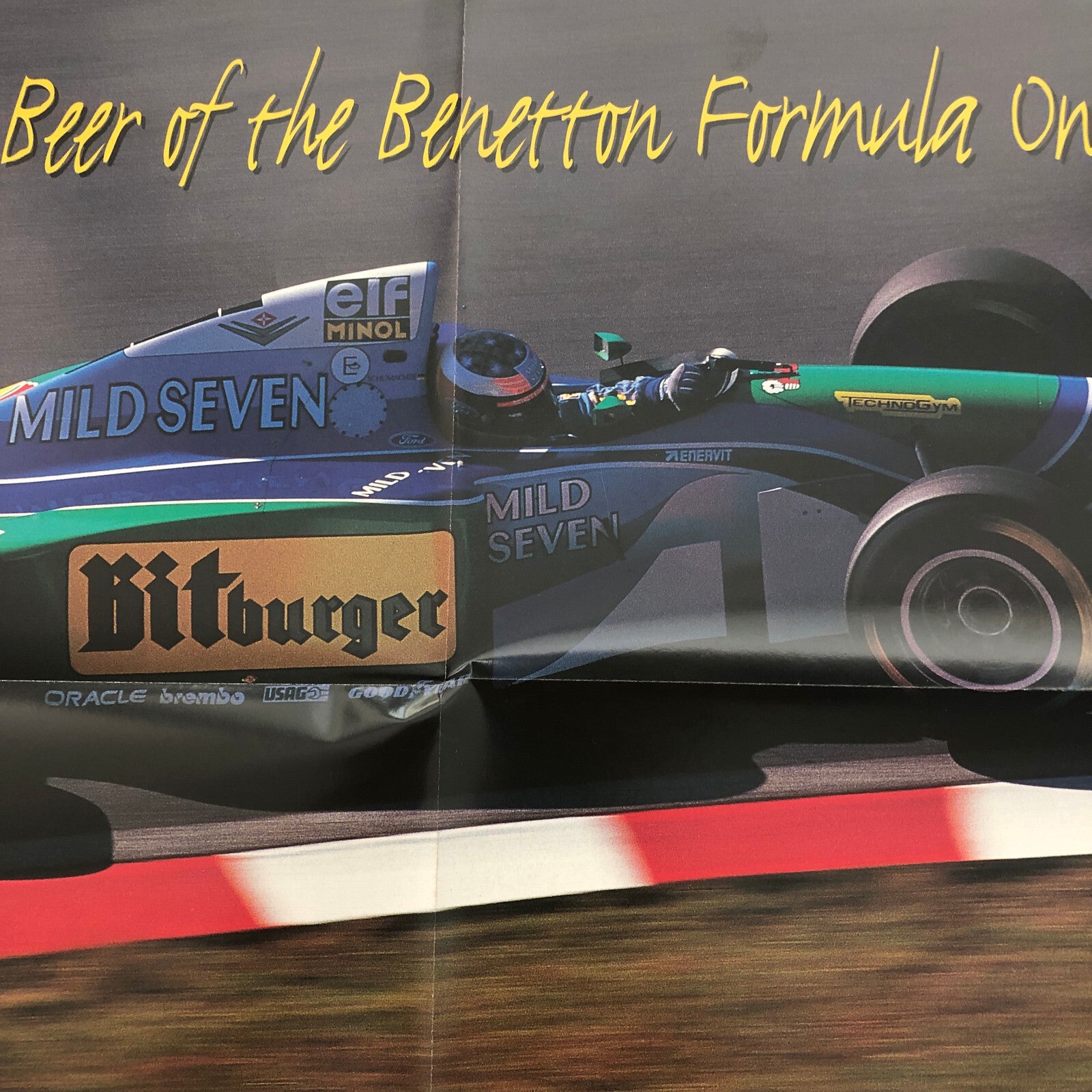 Michael Schumacher Benetton Formula One F1 Racing Poster Bitburger Beer
