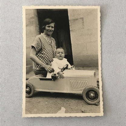 Baby with Antique Pedal Car Vintage Photo Photograph Lot of 4 