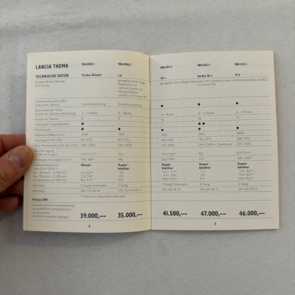 1990 Lancia Thema Technical Data Price List Brochure European German 8.32 Wagon